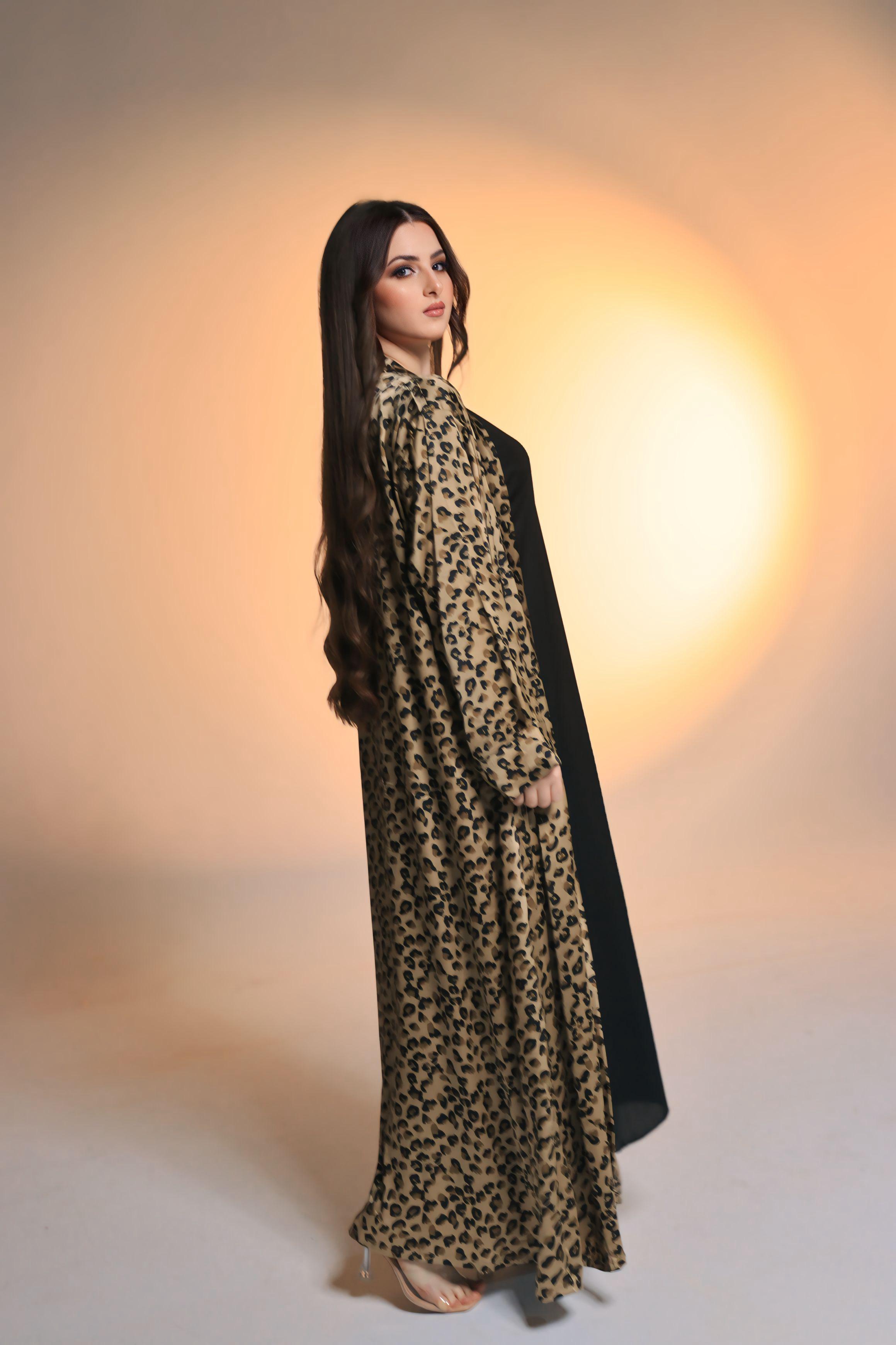 Cheetah Print Abaya – Stylish Animal Pattern Modest Wear