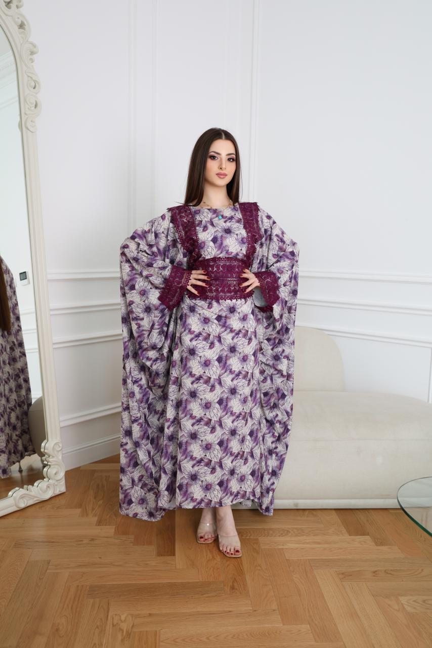 White abaya, purple abaya, luxury abaya, elegant abaya, designer abaya, modest fashion, Eid abaya, Ramadan abaya, Dubai abaya