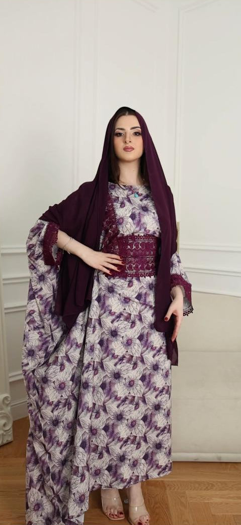 White abaya, purple abaya, luxury abaya, elegant abaya, designer abaya, modest fashion, Eid abaya, Ramadan abaya, Dubai abaya