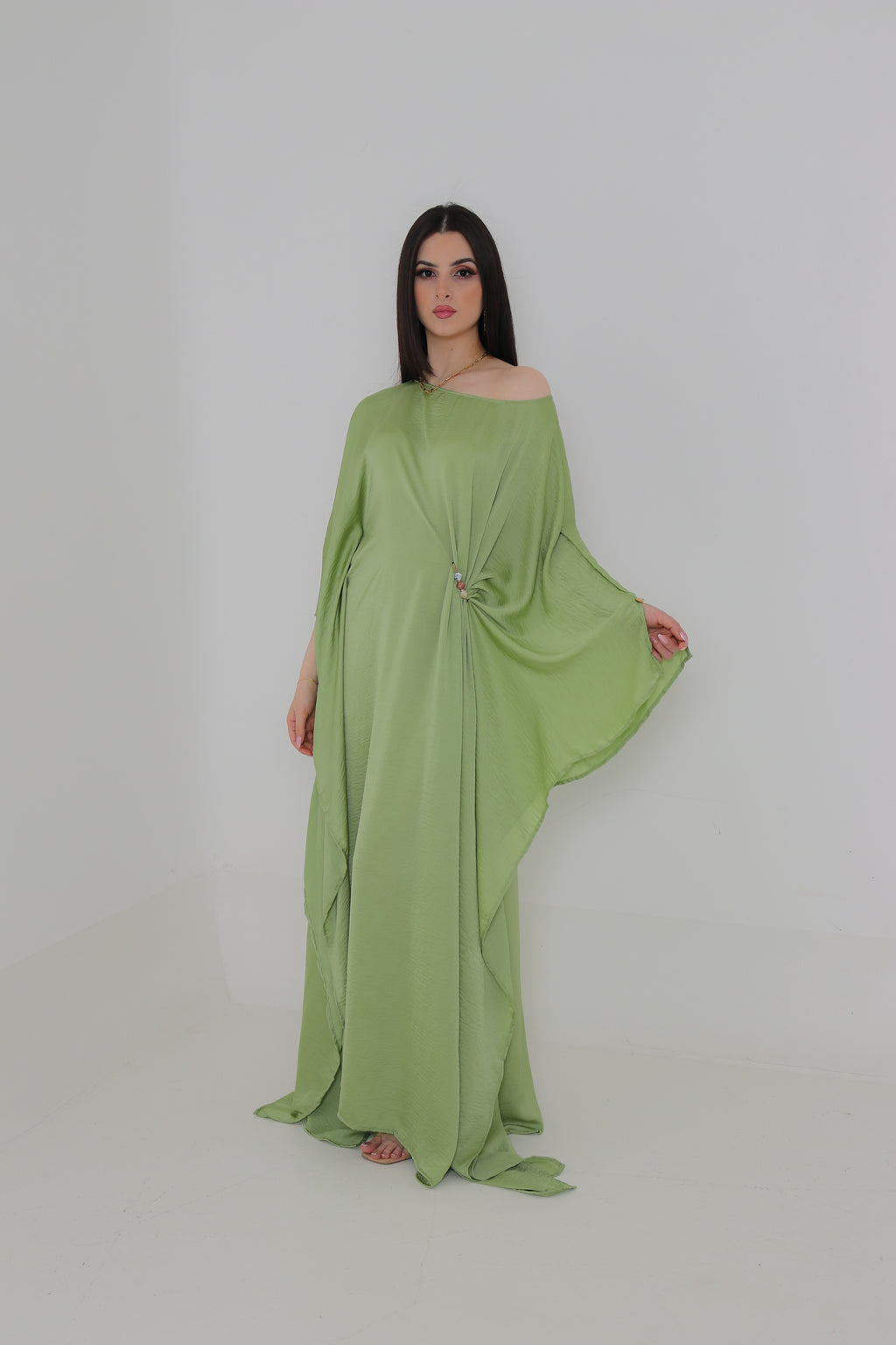 Sage Green Kaftan Abaya | Draped Oversized Event Abaya