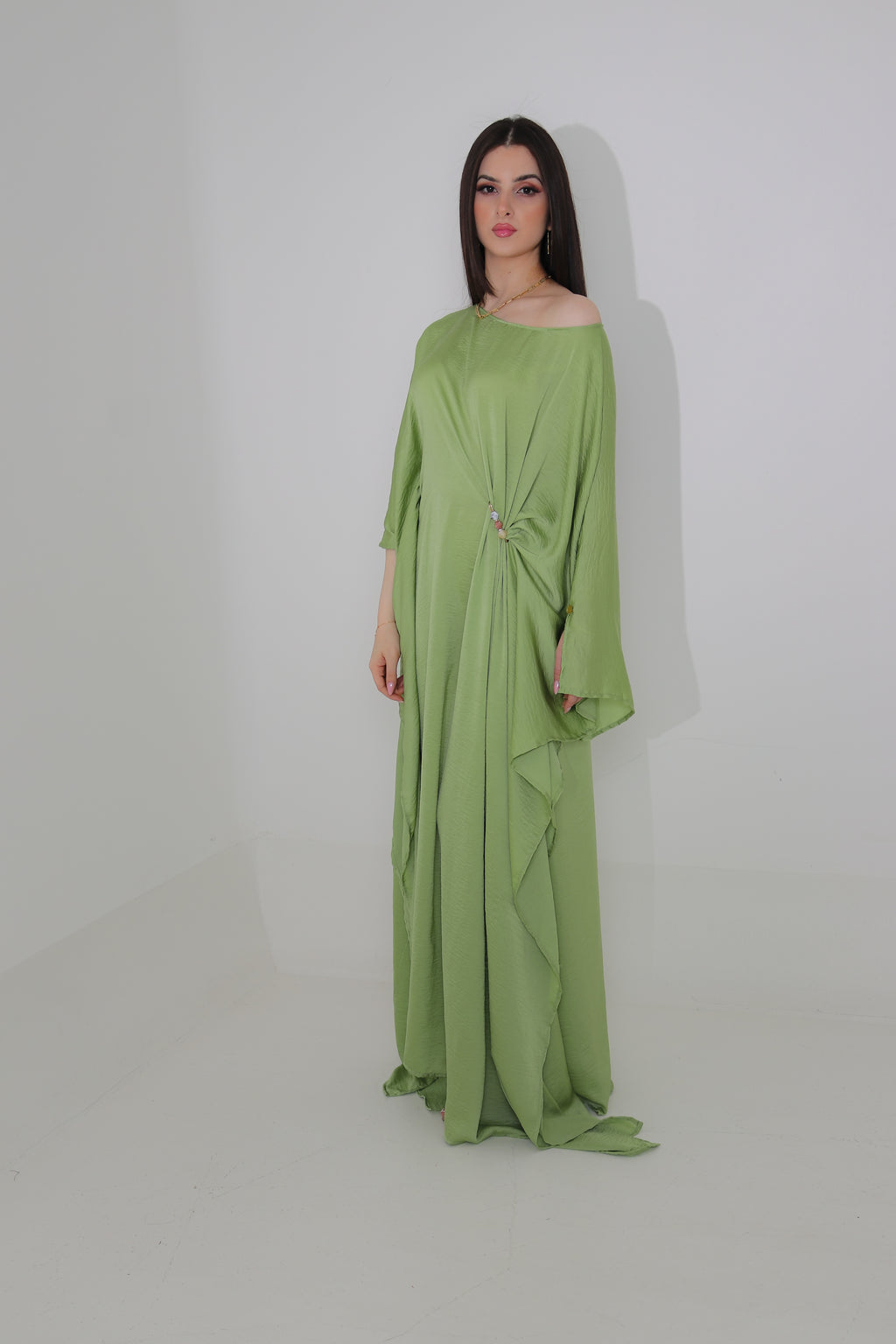 Sage Green Kaftan Abaya | Draped Oversized Event Abaya